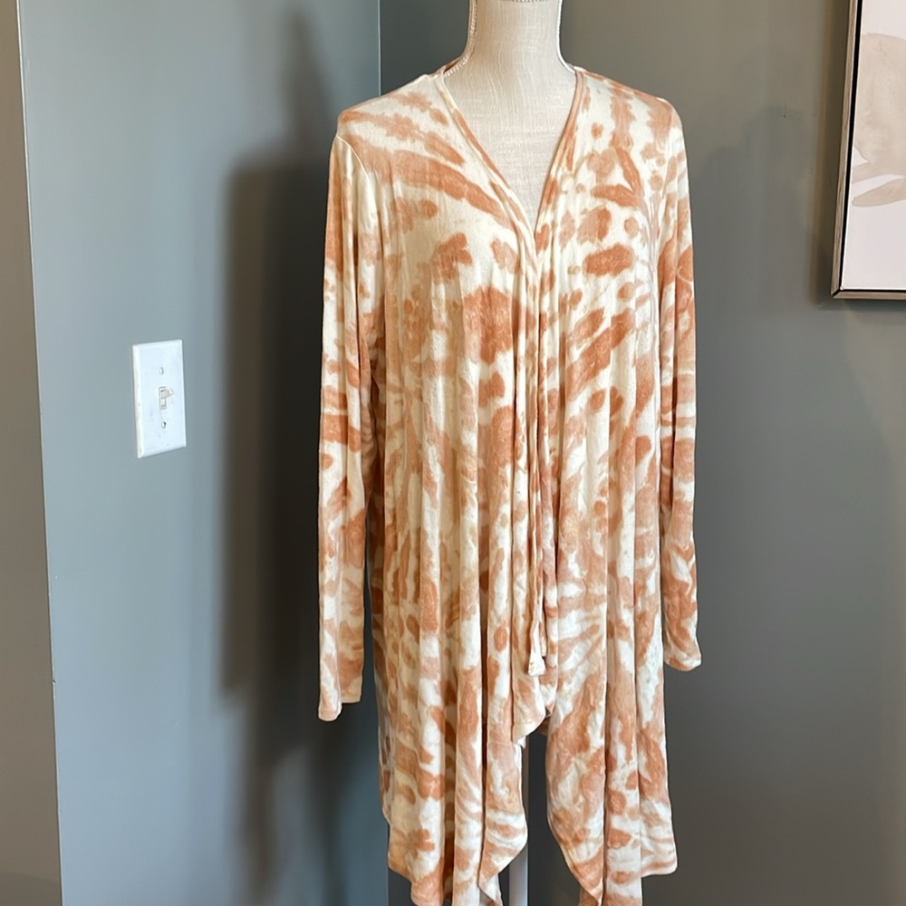 New Directions Sweater Duster Size XL Light Knit Animal Print Inspired Layering
